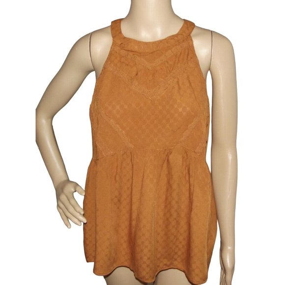 Maurices Tank Sz Medium Gold Pumpkin Spice sleeveless racerback top blouse shirt - Picture 1 of 9